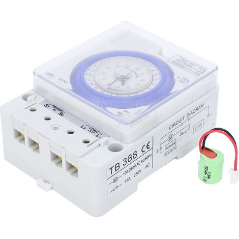 TB-388 24-Stunden-Programmierbarer Schalter mit Quarz-Schrittmotor, für Wechselstrom 100–240 V, 50/60 Hz