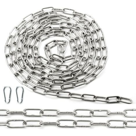Chaîne en acier inoxydable 304 – Longueur 1,5 m – Épaisseur 3 mm – Maillons soudés pour levage, antivol, chien, pluie (1/5)