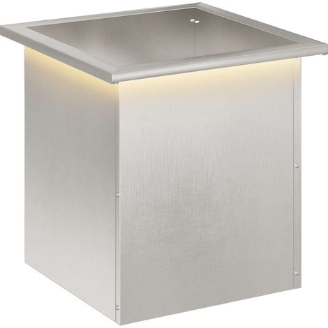 Garden Planter with LED Silver 40 x 40 x 40 cm Stainless Steel vidaXL