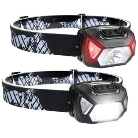 Lampe Frontale LED Rechargeable Puissante, Super Lumineux Torche Frontale LED Lumière Blanche et Rouge 6 Modes d'Éclairage IPX4 pour Course, Pêche, Cyclisme, Camping - 2 Pcs (1/4)