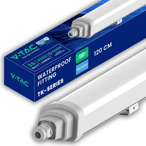 Réglette LED Étanche 120 CM - TK-SERIES - 36W - Plafonnier Lampe Rectangulaire 4320 Lumen IP65 pour Plafond, Garage, Entrepôt - Connectable - Blanc Froid 6500K (1/5)