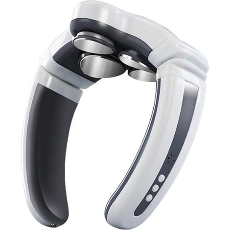 Masajeador cervical eléctrico por impulsos, masajeador cervical eléctrico inteligente, masajeador cervical inalámbrico, unisex, 6 modos, terapia de calor de temperatura constante - blanco