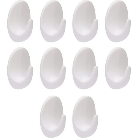 Sollbry Paquete de 10 ganchos de pared ovalados de plástico multiusos para cocina, baño, oficina y armario. (1/5)
