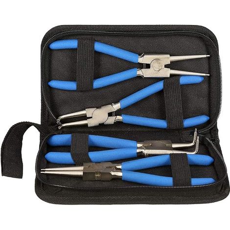 Lot de 4 Pinces à Circlips, Multifonction Pinces pour le Démontage avec Poignées Antidérapantes Pince Courbée Pince Droite Pour Circlips Externes Et Internes 175 mm (1/5)