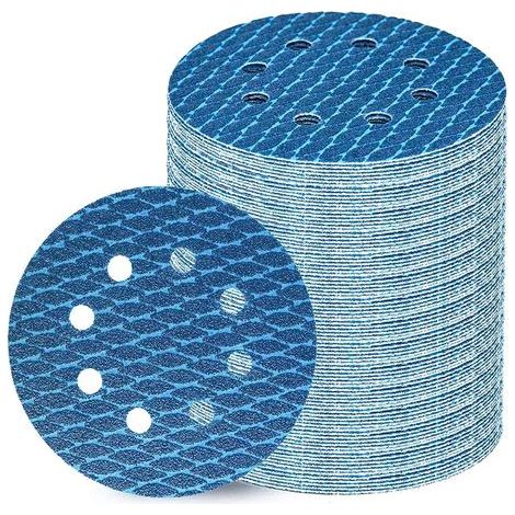Lot de 80 disques de ponçage Velcro de 125 mm, grain 100, 8 trous, idéaux pour les ponceuses orbitales aléatoires et les ponceuses à disque Velcro de 125 mm. (1/5)