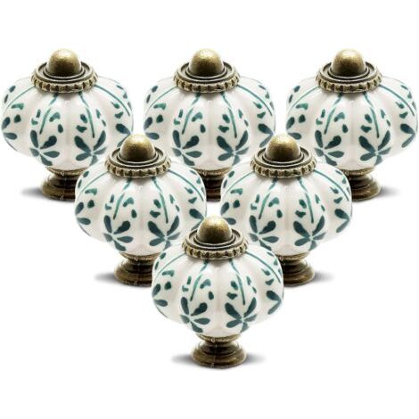 royaluxe-Lot de 6 boutons de meuble vintage en céramique ivoire, poignées de tiroir et de commode avec vis de montage (1/5)