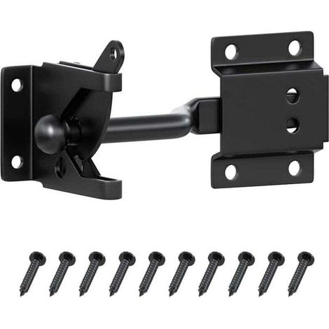 Verrou à levier autobloquant avec poignée de verrouillage automatique, adapté aux portails de jardin, clôtures en bois, portes de grange, en acier au carbone. (1/4)