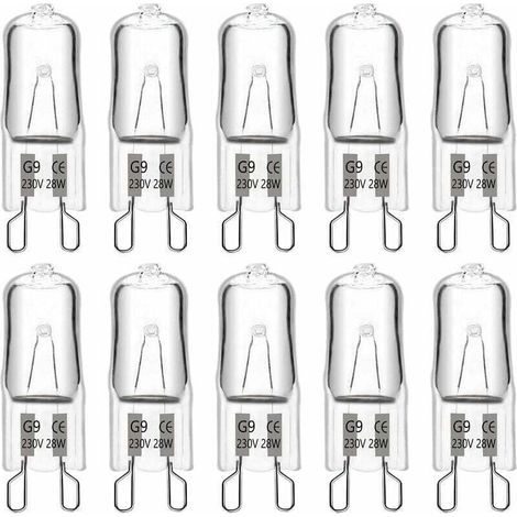 Bombilla halógena G9, 28W 230V 370lm, blanco cálido 2700K, regulable, bombillas tipo cápsula G9, para lámparas de araña, luces de jardín, apliques de pared, iluminación de muebles, paquete de 10 (1/4)