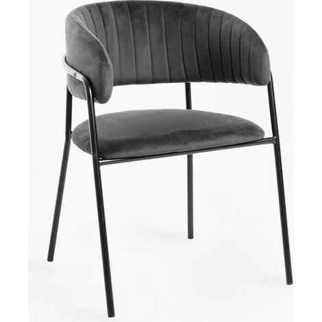 Sillas Comedor - Silla Moniel Black Terciopelo - Gris oscuro (1/5)