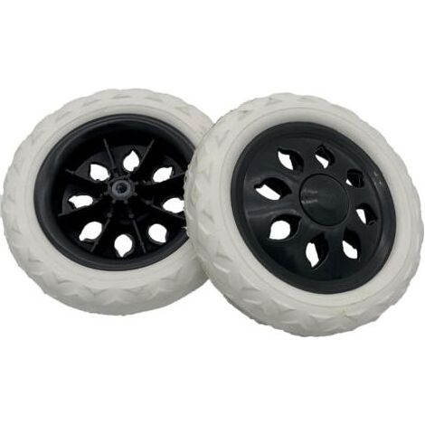 Lot de 2 roues de rechange pour caddie de courses - 1 paire - Blanc et noir, Centre noir avec bande de roulement blanche (1/5)