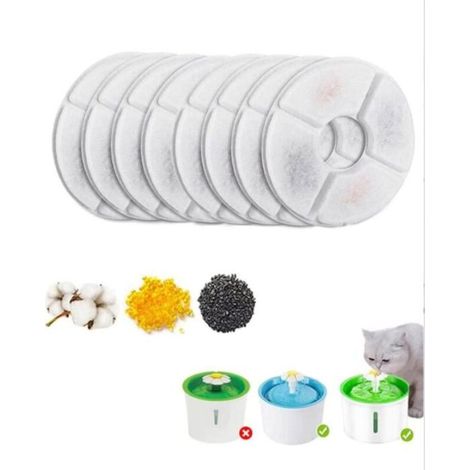 Filtre Fontaine Eau Chat, Lot de 12 Filtres De Remplacement pour Fontaine à Eau pour Chat 1.6L/2L/2.4L, Rond Filtre Remplacement