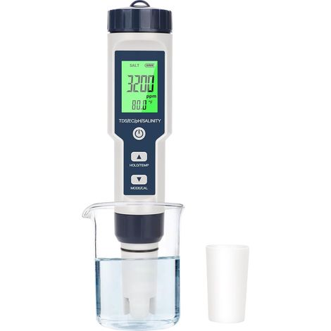 Témoignages de piscine, testeur de piscine numérique, précis et fiable, mesure la salinité, le pH, la conductivité électrique (EC), les totaux solides dissous (TDS) et la température (5 en 1) Plantes (1/5)