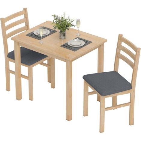 3-teiliges Esstisch-Set mit 2 Stühlen, Küchentisch für kompakte Räume, gepolsterte Stühle, platzsparend, MDF, Naturholz 
On-Site