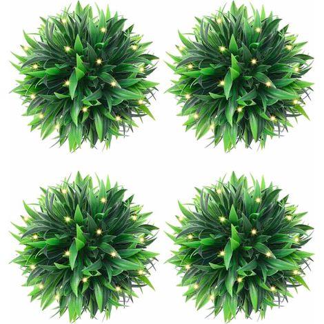 Bolas de boj artificial con luces LED 4 unidades 15 cm