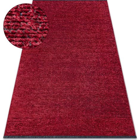 Teppich FLORENCE 24021 Einfarbig, Glamour, Flachgewebt, Fransen - rot red 78x150 cm