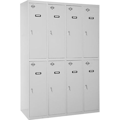 SimonRack Armadietto Spogliatoio Metallico 4 Anta, 1800x1200x500 mm, 4 Moduli, Serratura con Chiave e Areatori, Grigio - Simonlocker