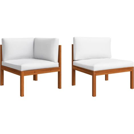Salon de jardin 2 pcs Contemporain, Ensemble repas de jardin, avec coussins Bois d'acacia solide OIB1202E (1/5)