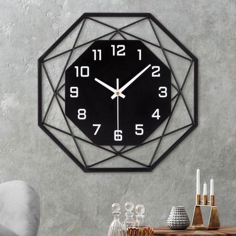 1 Horloge Murale,Métal et MDF,40cm,Silencieuse,Chiffres Arabes,Vintage,Salon Chambre Cuisine Bureau (1/5)