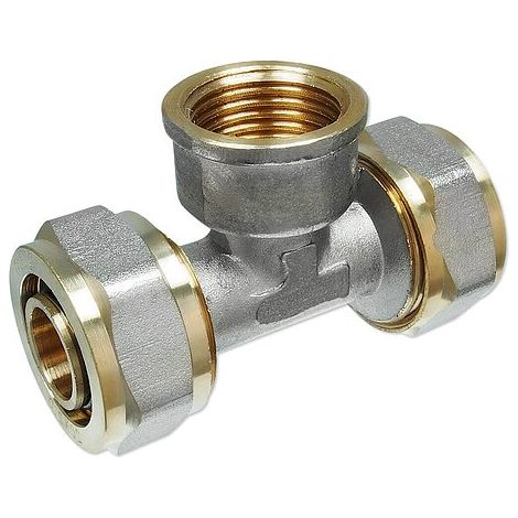 Schraubfitting-T-Stück mit Innengewinde 20 x 2,0 - 1/2'' - 20 x 2,0 mm für Alu-Mehrschicht-Verbundrohr