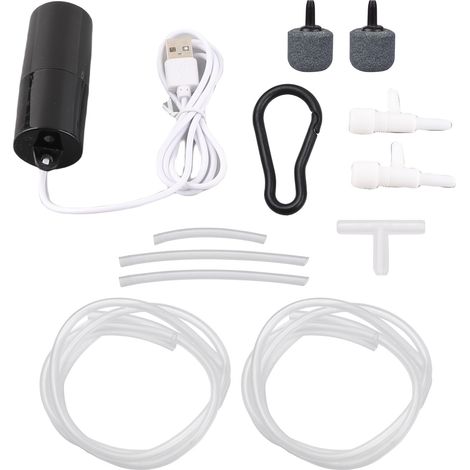 [JAMAIS UTILISÉ]Pompe à air USB pour aquarium, petite pompe à oxygène avec 2 diffuseurs d'air et un système de suspension pour aquarium et pêche en extérieur (1/3)