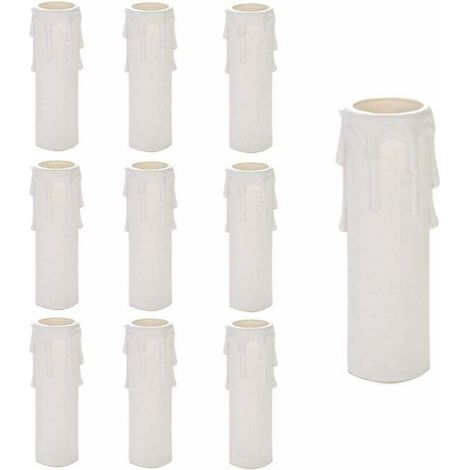 Portavelas de plástico blanco – Juego de 10 tubos y fundas decorativas, accesorios de iluminación duraderos y elegantes.