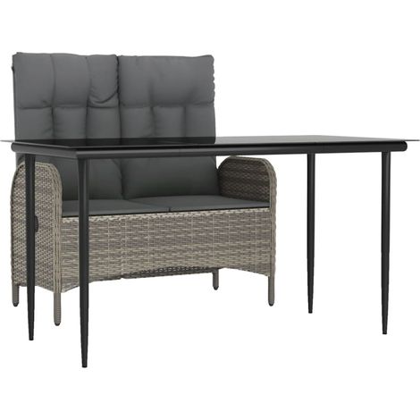 Maison Exclusive - 2-tlg. Garten-Essgruppe mit Kissen Grau Poly R (1/5)