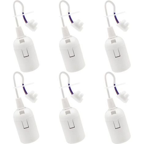 6 PCS Douille de Lampe E27 Support d'ampoule E27 rénovation Douille Blanc Douille de Bâtiment avec Câble Douille de Chantier 4A 250V Base de Lumière Douille de Suspension