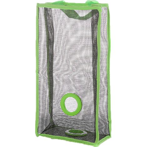 Sac suspendu en filet réutilisable pour légumes, fruits, ails et déchets (Vert, Grand modèle) (1/3)