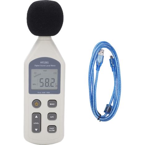 HY-1361 Digitaler Schallpegelmesser LCD-Anzeige Tragbarer USB-Dezibel-Monitor Geräuschrekorder Dualer analoger Signalausgang 30-130 dBA 35-130 dBC (1/5)