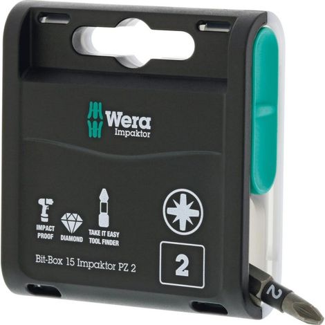 Wera 05057763001 Inserti per Adatte a Viti Pozidriv, Multicolore, 0 W, 0 V, PZ 2, Set di 15 Pezzi (1/5)