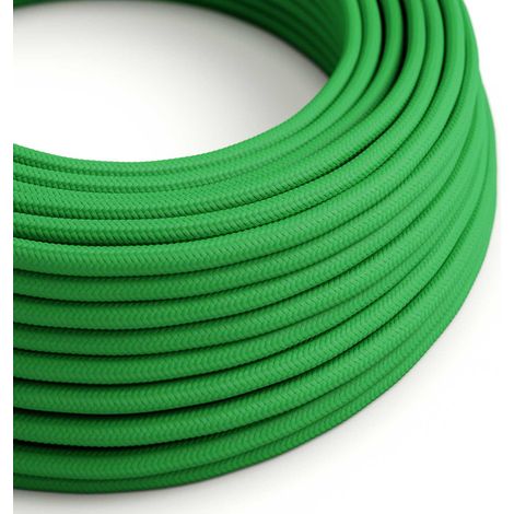 Creative-Cables Cavo elettrico rivestito in tessuto, 2 x 0,75 mm², 50 m, Verde Prato RM06, Rotondo, effetto seta