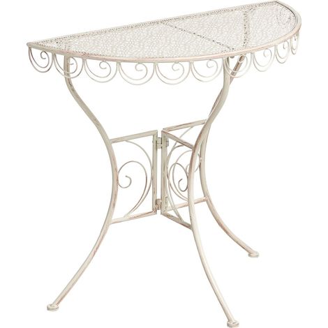 Tavolo bistrò da esterno in metallo 80 x 36 cm struttura in ferro beige chiaro Juina (1/5)