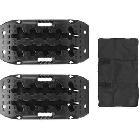1 paire de planches de Traction hors route noires, tapis de pistes de récupération courtes, Mini tampons de sable de boue et de neige pour véhicules avec sac de rangement (1/5)
