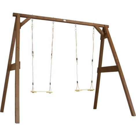 AXI – Portique balançoire en bois FSC – 2 sièges enfants – Résistant aux intempéries – Pour jardin – Construction stable en bois de pruche (1/10)