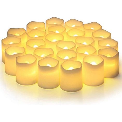 Bougies chauffe-plat Led à piles, 24 pièces, dure 3 fois plus longtemps, bougies votives sans flamme (1/5)