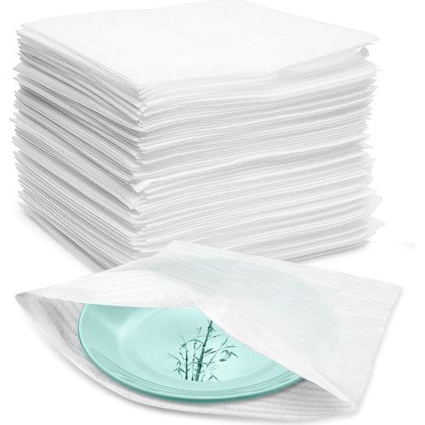 (100PCS-10x20cm) Foam Sheets Bubble Wrap Moving Cardboard for Dishes Moving Cardboard Glasses Dishes Plates