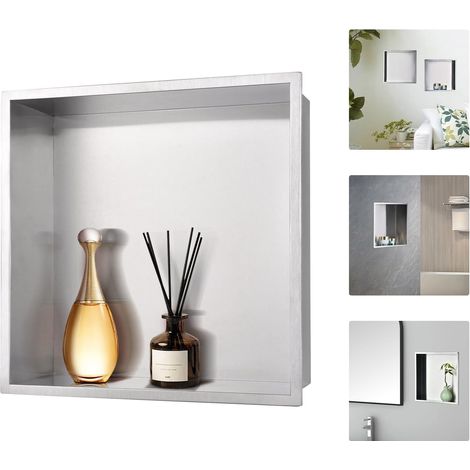 Niche de Douche 30 x 30 cm : Niche de Douche encastrée étanche en Acier Inoxydable pour Mur de Douche – Niche Murale à Coins carrés (1/5)