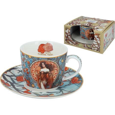 Taza y platillo Carmani de 230 ml, inspirados en la obra de A. Mucha (1/5)
