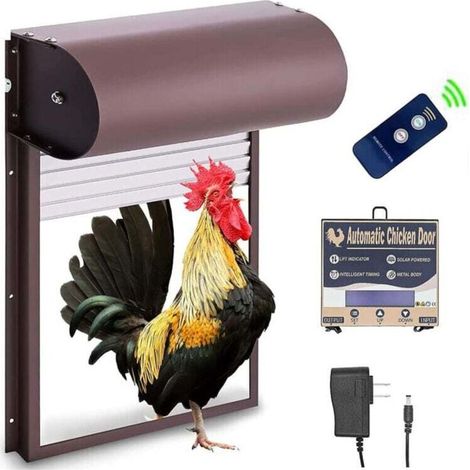 KZQ Porte Poulailler Automatique,Porte Automatique poulailler programmable,Powerd Métal Rideau Roulant Poulailler Porte,Multi-Modes,avec Capteur de Lumière, Commande de Minuterie, Télécommande 100 (1/3)