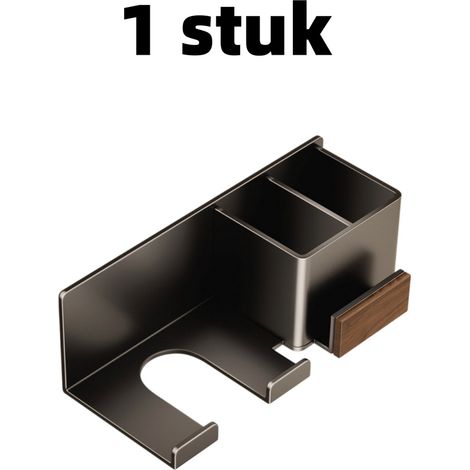 Étagère de rangement support pour sèche cheveux installation sans perçage convient pour ranger un sèche cheveux dimensions 24 cm x 8 cm x 8 cm couleur gris 1 pièce (1/5)