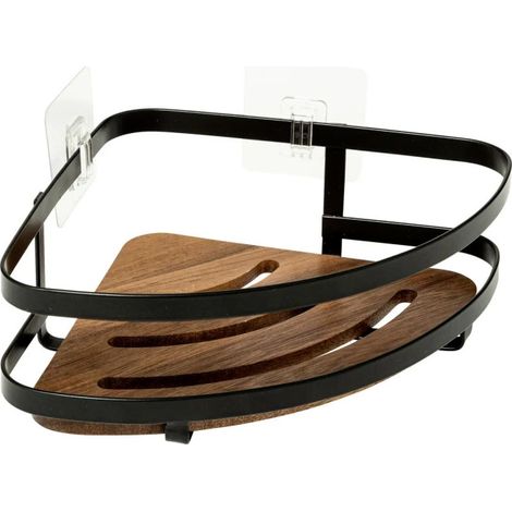 Étagère d'Angle de Douche en Bois "Blackacia" 25cm Noir (1/4)