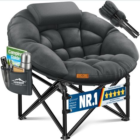 KESSER® Chaise de camping Chillexer, pliable, 150 kg - anthracite