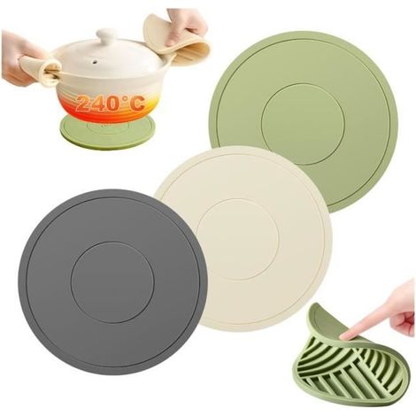 3 Pièces Dessous de Plat en Silicone, 16cm Dessous Plat Silicone Original, Tapis en Silicone Multifonction, Plaque Ronde ,wj (1/4)