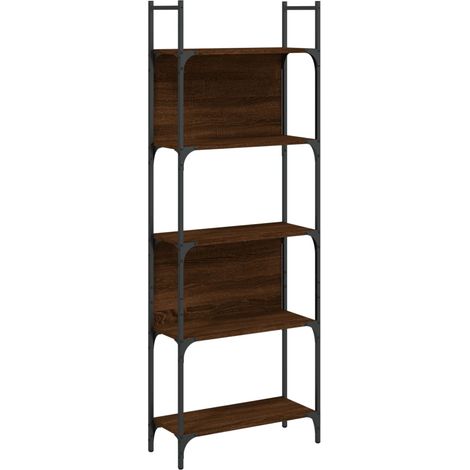 Bibliothèque Armoire à livres à 5 niveaux chêne marron 60,5x24x166,5 cm (1/5)