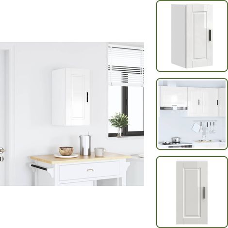 The Living Store Armario pared cocina Porto madera ingeniería blanca alto brillo - Armario pared cocina