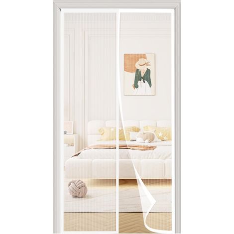 Magnetic Mosquito Net for Doors and Windows 160x220cm, Magnetic Door Screen, Ultra-Fine Mesh Mosquito Net Door Curtain, Magnetic Curtains Without Drilling, Automatic Closing, White (1/5)