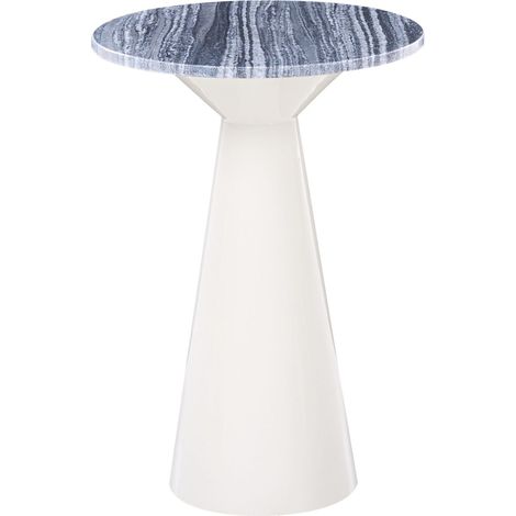 Side Table White and Grey Metal Base Marble Top Powder-Coated Modern Round Living Room AMISTAD