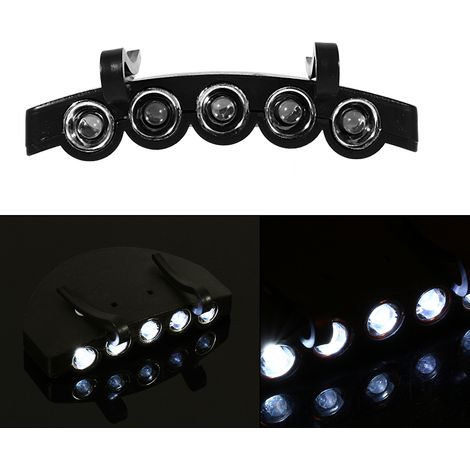 Lampe Frontale 5 LED pour Casquette - Idéale Randonnée, Pêche, Vélo, Camping (1/5)