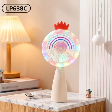 Ventilateur d'été pour enfants - Rechargeable par USB - Lumineux - Portable - Mignon et silencieux - Ventilateur de poche abricot (1/5)
