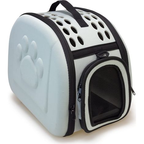 ARQUIVET Borsa da trasporto pieghevole grigia - 42 x 27 x 32 cm - Cani adulti, cuccioli, gatti e altri - zaino con griglia di ventilazione per cani e gatti (1/5)